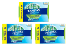 3 x 24 Tampax Pearl Compak Applicator Regular Leak Protect Absorbancy Tampons
