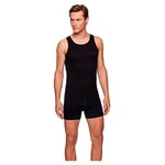 BOSS Mens Tank Top Original Cotton Underwear Vest with Finely Ribbed Structure Black