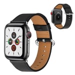 Apple Watch Series 5 / 4 44mm genuine leather watch band - Black Svart