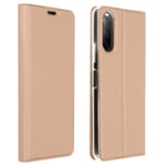 Housse - Sony - Xperia 10 II - Ekologiskt läder - Videostöd - Kortficka - Roséguld Rose guld