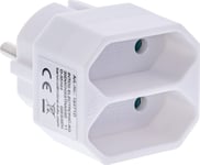 Inline Stickproppsadapter Jordad Kontakt Till 2X Euro-Uttag Vit (16471D)