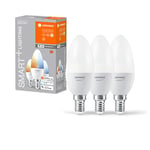 LEDVANCE Smart LED lamp with WiFi Technology, E14-base matt Optics,Light Colour Changeable (2700K-6500K), 470 Lumen, 40W-Replacement, Smart dimmable, 3-Pack