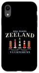 Coque pour iPhone XR Zélande, côte de la mer du Nord Pays-Bas, phares dessin