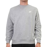 NIKE M NSW Club CRW FT Sweatshirt Homme, DK Grey Heather/Blanc, S