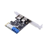 Cuifati PCI-E x1 To USB 3.0 Expansion Card Adapter With Front 19PIN Interface Support Windows XP 32/64, Windows 7 32/64, Windows8, Windows8.1, Windows10