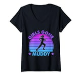 Womens Mud Run Marathon Runner Girls Gone Muddy Muddin V-Neck T-Shirt
