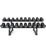 Future 2.5 - 25kg Premium Rubber Dumbbell Set & Horizontal Rack (Gym Equipment)