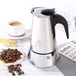 Happy Fox Mocha Pot, Made of 430 Stainless Steel, 6 Cups (300 ml), Portable Coffee Maker, Espresso Machine, Suitable for Induction Cooker (Espresso Machine)