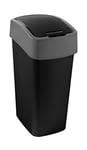 Curver 229411 Flip Bin Plastic Black/Silver 29.4 x 37.6 x 65.3 cm 45 L