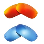 Walleva Two Pairs Polarized Lenses For Maui Jim Makaha - Fire Red + Ice Blue