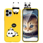 Yoedge 3D Cartoon with Doll Phone Cases for Apple iPhone 12/12 Pro Case Candy Colour Cute Silicone Soft TPU, Shockproof Print Pattern Anti-Scratch Bumper Back Cover 6.1 inch,Panda