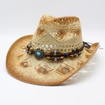 Hål cowboyhatt män strandhatt western cowboy Beige