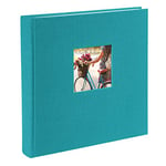 Goldbuch Album Photo avec Découpe, Bella Vista, 25 X 25 Cm, 60 Pages Blanches avec Intercalaires En Verre, Lin, Turquoise, 24893