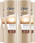 4 Pack Dove Visible Glow Self Tan Lotion Medium to Dark for Gradual Skin Tone, 4