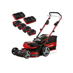 Einhell Power X-Change 36/47 Cordless Lawnmower With Battery (x4) and Twin-Charger (x2) - Dual 36V, 47cm Cutting Width, 75L Grass Box, 6 Cutting Heights - GE-CM 36/47 S HW Li Battery Lawn Mower