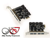 KALEA-INFORMATIQUE © - Carte Contrôleur PCIE 4 PORTS USB3 (USB 3.0 SUPERSPEED 5G) - HIGH POWER 8A - PROTECTION SEPAREE DES 4 PORT