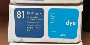 Genuine HP 81 Dye Ink Cartridges 680ml Designjet 5000 5500 Cyan C4931A 