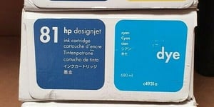 Genuine HP 81 Dye Ink Cartridges 680ml Designjet 5000 5500 Cyan C4931A