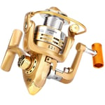 DAUERHAFT Rocker Arm Can Be Interchanged Easy to Storage Golden Spinning Reel with Anti-reverse Switch Beautiful and Lightweight,for Fishing(1000 type)