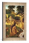 Kunst für Alle 'Encadré Image de Hieronymus Bosch La Tentation de Saint Antoine Impression d'art dans Le Cadre de Haute qualité Photos Fait Main, 30 x 40 cm, Argent, Raya