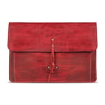 Londo Real Grain Leather MacBook Pro Case with Front Pocket & Flap Closure (Red, 13 inches)