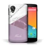 Stuff4 Personalised Phone Case for LG Google Nexus 5/D821 Custom Marble/Wood Pink Geometric Transparent Clear Ultra Slim Thin Hard Back Cover
