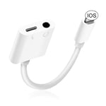 Phone Headphone Adapter 2 in 1 to 3.5 mm Jack AUX Adapter Charging Cable and Headphone Connector Converter Headphone Audio Jack Splitter Compatible with iPhone XS Max/XS/XR/X/8/8 Plus/7/7Plus White