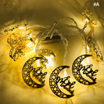 10LED Moon Star slott Led ljusslinga Eid Mubarak Ramadan