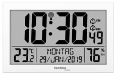 Technoline Horloge Murale Radio, Blanche, 225 x 24 x 143 mm
