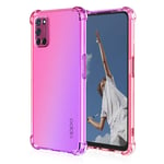 HAOTIAN Case for OPPO A52/A72/A92 Case, Gradient Color Ultra-Slim Crystal Clear Anti Smudge Silicone Soft Shockproof TPU + Reinforced Corners Protection Phone Cover (Pink/Purple)