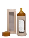HEVEA Wide Neck Baby Glass Bottle With Sleeve 250Ml/8.5Oz Single-Pack Beige