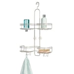 iDesign Étagère de Douche sans Perçage, Panier de Salle de Bain en Métal avec 4 Paniers et 2 Crochets Doubles, Serviteur de Douche à Suspendre pour Shampoing, etc., Argent Mat