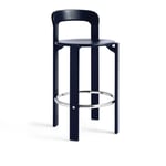 HAY - Rey Bar Stool Low 4 Leg Base H65 Standard Glider Deep Blue Water-Based Lacquered Beech None - Barstolar & barpallar - Bruno Rey - Blå - Trä