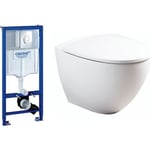 Komplet pakke med Ifö Sign Art væghængt toilet med Ifö Clean, GROHE cisterne, trykknap og softclose sæde