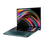 ASUS ZenBook Pro Duo UX581LV H2001R - Intel Core i7 - 10750H / 2.6 GHz - Win 10 Pro - GF RTX 2060 - 16 Go RAM - 1 To SSD NVMe - 15.6" OLED écran tactile 3840 x 2160 (Ultra HD 4K) - Wi-Fi 6 - bleu céleste