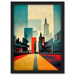 Broadway New York City Street Modern Cityscape Artwork Framed Wall Art Print A4