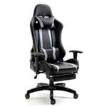 Svita - Chaise gaming Chaise de bureau Chaise pivotante repose-pieds ergonomique noir rouge