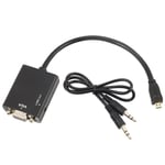 câble micro hdmi mâle vers vga vidéo adaptateur convertisseur 1080p + audio pour pc ac109 l08147
