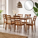 Lynton Large Walnut Colour Wooden Dining Table & 6 Dining Chairs