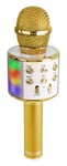 MAX KM15G Karaokemikrofon med inbyggda lysdioder, högtalare, Bluetooth och MP3 - Guld, Karaokemikrofon MAX KM15G med inbyggd högtalare