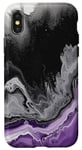 Coque pour iPhone X/XS Drapeau Asexuality Marble Pride | Art en marbre noir, violet, gris