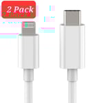 2-Pack USB-C till Lightning Kabel iPhone Snabb Laddare 2 Meter Vit