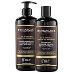 Kerargan - Duo Anti-Chute Shampoing & Après-shampoing à l'Huile de Ricin pour Cheveux Secs, Cassants, Dévitalisés - Favorise la Croissance - Sans Sulfate, Silicone, GMO - 2x500 ml