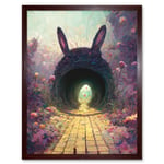 Down The Rabbit Hole Alice In Wonderland Easter Bunny Tunnel Art Print Framed Poster Wall Decor 12x16 inch