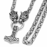 INF Inf Vikingasmycke Halsband Tors Hammare Rostfritt Stål Silver