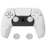 playvital Mecha Edition White Ergonomic Soft Controller Silicone Case Grips for ps5, Rubber Protector Skins with Thumbstick Caps for ps5 Controller – Compatible with Charging Station