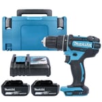 Makita DHP482Z 18V Combi Drill With 2 x 5.0Ah Batteries, Charger, Case & Inlay
