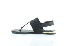 DKNY Women's Flat Sandal, Black/Shiny Black Amber, 8 UK