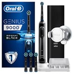 Oral-B Genius 9000 CrossAction Electric Toothbrush, 1 Midnight Black App Connected Handle, 6 Modes with Sensitive and Gum Care, Pressure Sensor, 4 Toothbrush Heads, USB Travel Case, 2 Pin UK Plug