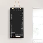 Chalkboards UK – Tableau noir de cuisine avec corde, plateau et craie, raisins de cuve, gamme Booths Design, bois, 60 x 26,5 x 1 cm